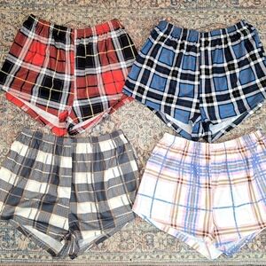 SHEIN Plaid Sleep Shorts Lounge PJ Elastic Waistband Bundle Sz S